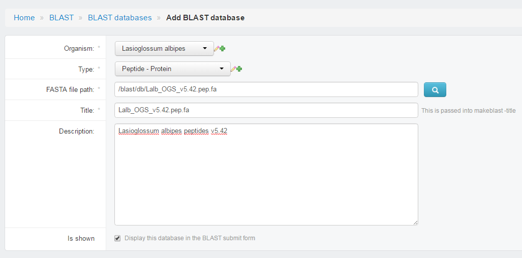 Add BLAST database example